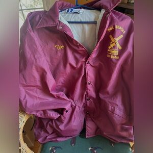 1980’s My husband’s BURGUNDY Windbreaker Jacket with Yellow Embroidery